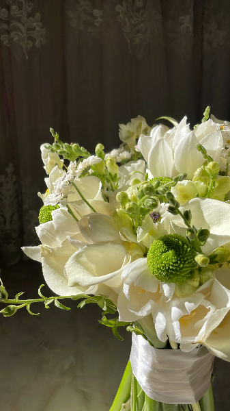 All white and green bouquet
